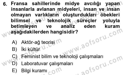 Çevre Sosyolojisi Dersi Ara Sınavı Deneme Sınav Soruları 6. Soru