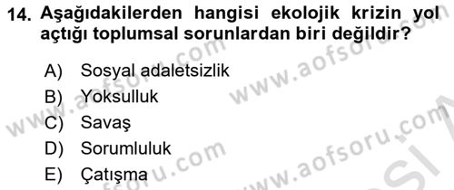 Çevre Sosyolojisi Dersi 2022 - 2023 Yılı (Final) Dönem Sonu Sınav Soruları 14. Soru