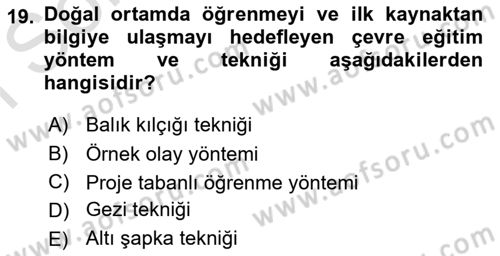 Çevre Sosyolojisi Dersi 2022 - 2023 Yılı (Final) Dönem Sonu Sınav Soruları 19. Soru