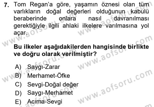 Çevre Sosyolojisi Dersi 2022 - 2023 Yılı (Final) Dönem Sonu Sınav Soruları 7. Soru