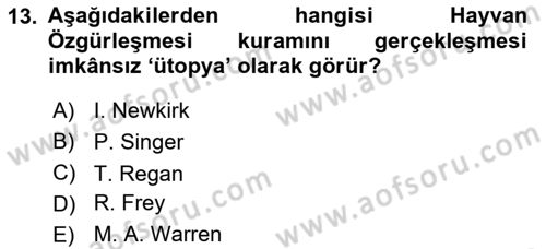 Çevre Sosyolojisi Dersi 2022 - 2023 Yılı Yaz Okulu Sınav Soruları 13. Soru