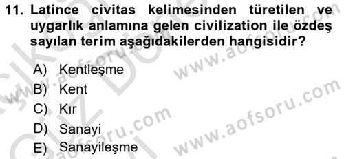Çevre Sosyolojisi Dersi 2023 - 2024 Yılı (Vize) Ara Sınav Soruları 11. Soru