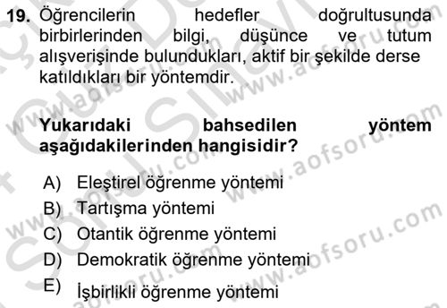 Çevre Sosyolojisi Dersi 2023 - 2024 Yılı (Final) Dönem Sonu Sınav Soruları 19. Soru