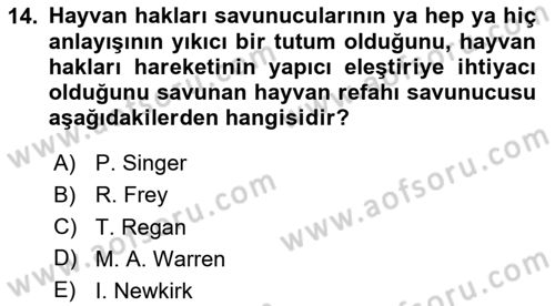 Çevre Sosyolojisi Dersi 2023 - 2024 Yılı Yaz Okulu Sınav Soruları 14. Soru