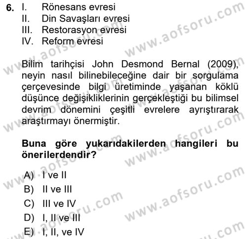 Çevre Sosyolojisi Dersi 2023 - 2024 Yılı Yaz Okulu Sınav Soruları 6. Soru
