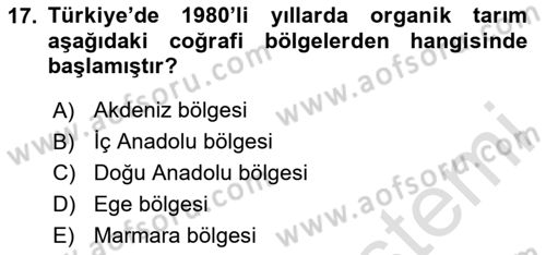 Çevre Sosyolojisi Dersi 2024 - 2025 Yılı (Vize) Ara Sınav Soruları 17. Soru
