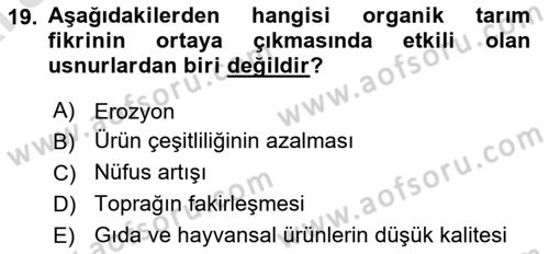 Çevre Sosyolojisi Dersi 2024 - 2025 Yılı (Vize) Ara Sınav Soruları 19. Soru