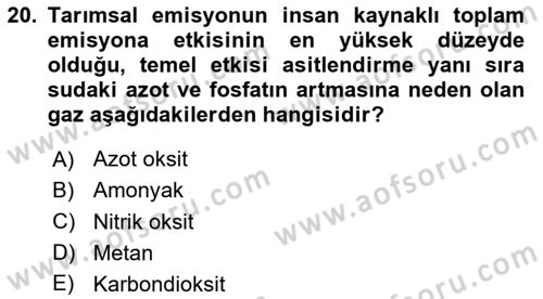 Çevre Sosyolojisi Dersi Ara Sınavı Deneme Sınav Soruları 20. Soru