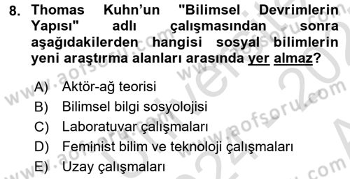 Çevre Sosyolojisi Dersi Ara Sınavı Deneme Sınav Soruları 8. Soru