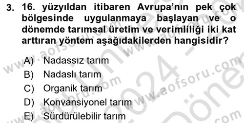 Çevre Sosyolojisi Dersi 2024 - 2025 Yılı (Final) Dönem Sonu Sınav Soruları 3. Soru