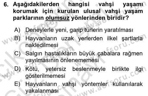 Çevre Sosyolojisi Dersi 2024 - 2025 Yılı (Final) Dönem Sonu Sınav Soruları 6. Soru