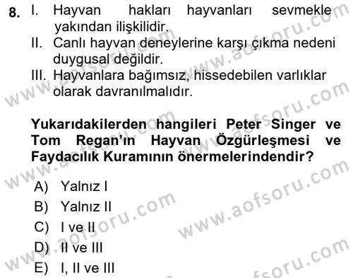 Çevre Sosyolojisi Dersi 2024 - 2025 Yılı (Final) Dönem Sonu Sınav Soruları 8. Soru