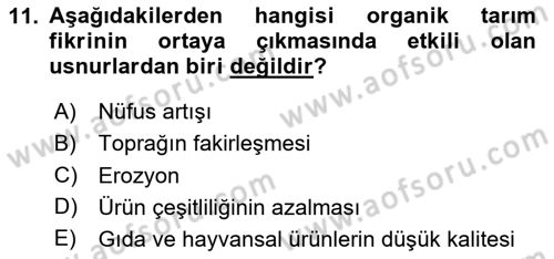 Çevre Sosyolojisi Dersi 2024 - 2025 Yılı Yaz Okulu Sınav Soruları 11. Soru