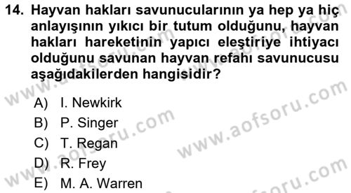 Çevre Sosyolojisi Dersi 2024 - 2025 Yılı Yaz Okulu Sınav Soruları 14. Soru