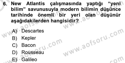 Çevre Sosyolojisi Dersi 2024 - 2025 Yılı Yaz Okulu Sınav Soruları 6. Soru