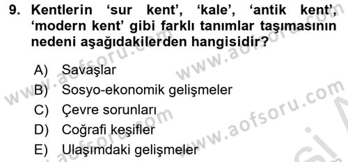 Çevre Sosyolojisi Dersi 2024 - 2025 Yılı Yaz Okulu Sınav Soruları 9. Soru