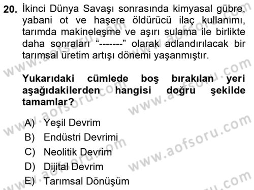 Çevre Sosyolojisi Dersi 2025 - 2026 Yılı (Vize) Ara Sınav Soruları 20. Soru