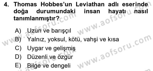 Çevre Sosyolojisi Dersi 2025 - 2026 Yılı (Vize) Ara Sınav Soruları 4. Soru