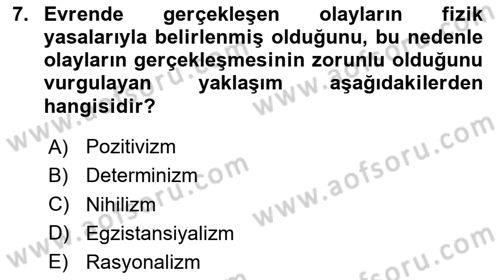 Çevre Sosyolojisi Dersi 2025 - 2026 Yılı (Vize) Ara Sınav Soruları 7. Soru
