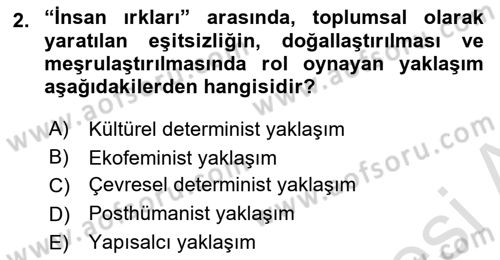 Çevre Sosyolojisi Dersi 2025 - 2026 Yılı (Final) Dönem Sonu Sınav Soruları 2. Soru