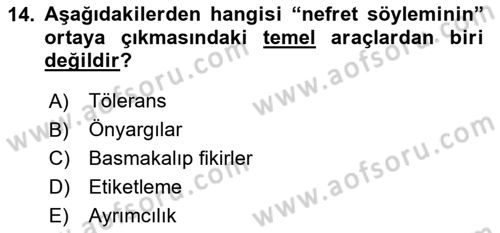 Sosyal Medya Sosyolojisi Dersi 2020 - 2021 Yılı Yaz Okulu Sınav Soruları 14. Soru