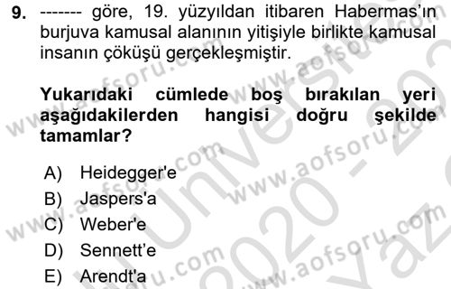 Sosyal Medya Sosyolojisi Dersi 2020 - 2021 Yılı Yaz Okulu Sınav Soruları 9. Soru