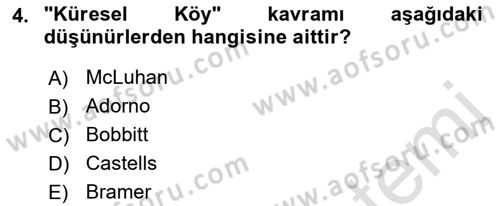 Sosyal Medya Sosyolojisi Dersi 2021 - 2022 Yılı (Vize) Ara Sınav Soruları 4. Soru