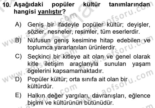 Sosyal Medya Sosyolojisi Dersi 2021 - 2022 Yılı (Final) Dönem Sonu Sınav Soruları 10. Soru
