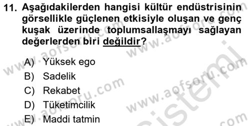 Sosyal Medya Sosyolojisi Dersi 2021 - 2022 Yılı (Final) Dönem Sonu Sınav Soruları 11. Soru