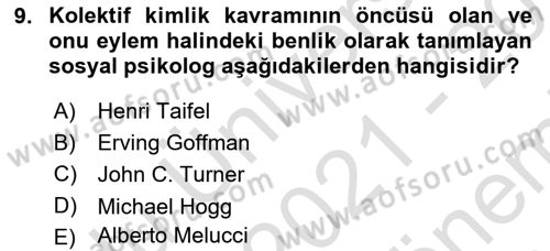 Sosyal Medya Sosyolojisi Dersi 2021 - 2022 Yılı (Final) Dönem Sonu Sınav Soruları 9. Soru