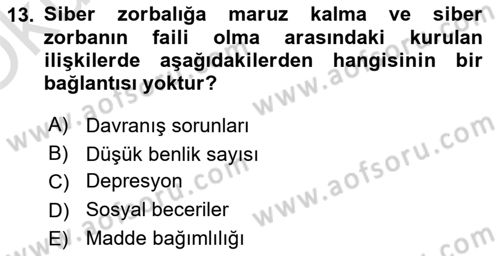 Sosyal Medya Sosyolojisi Dersi 2021 - 2022 Yılı Yaz Okulu Sınav Soruları 13. Soru
