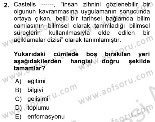 Sosyal Medya Sosyolojisi Dersi 2021 - 2022 Yılı Yaz Okulu Sınav Soruları 2. Soru