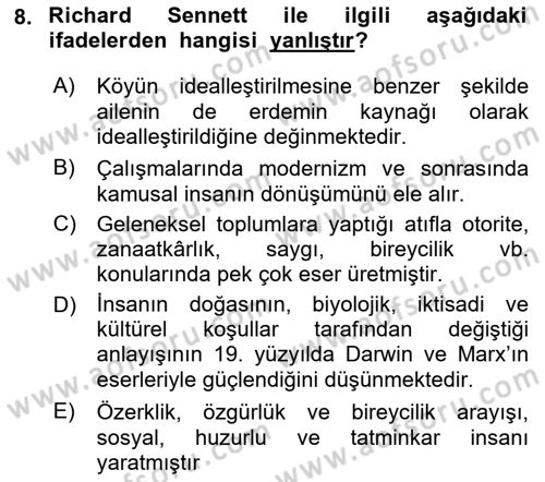 Sosyal Medya Sosyolojisi Dersi 2021 - 2022 Yılı Yaz Okulu Sınav Soruları 8. Soru