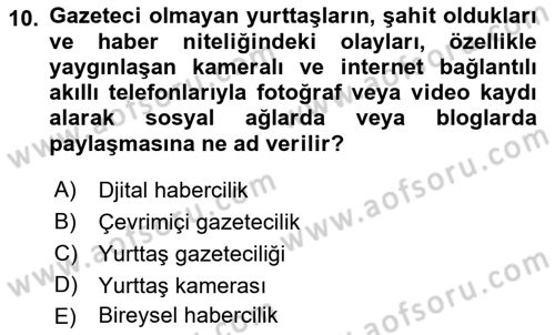 Sosyal Medya Sosyolojisi Dersi 2022 - 2023 Yılı Yaz Okulu Sınav Soruları 10. Soru