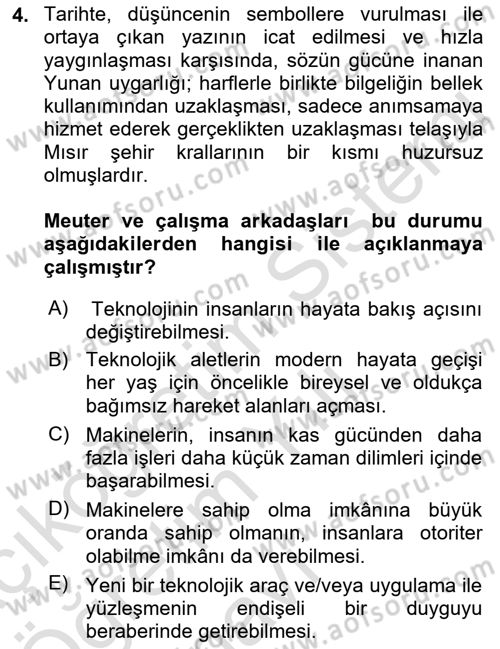 Sosyal Medya Sosyolojisi Dersi 2022 - 2023 Yılı Yaz Okulu Sınav Soruları 4. Soru