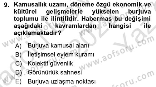 Sosyal Medya Sosyolojisi Dersi 2022 - 2023 Yılı Yaz Okulu Sınav Soruları 9. Soru