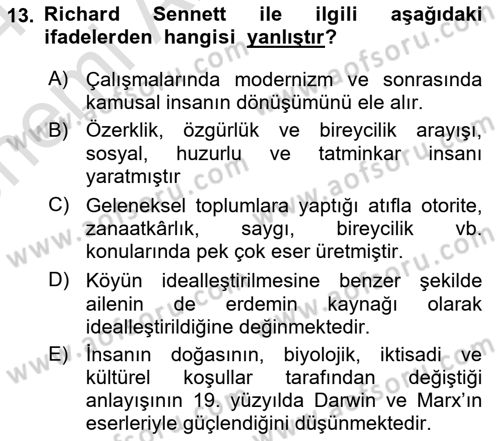 Sosyal Medya Sosyolojisi Dersi 2023 - 2024 Yılı (Vize) Ara Sınav Soruları 13. Soru