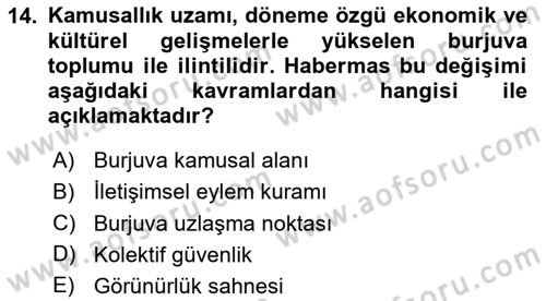 Sosyal Medya Sosyolojisi Dersi 2023 - 2024 Yılı (Vize) Ara Sınav Soruları 14. Soru