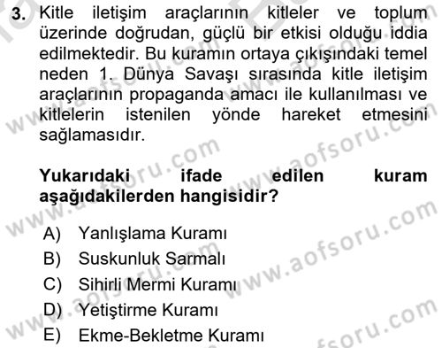 Sosyal Medya Sosyolojisi Dersi 2023 - 2024 Yılı (Vize) Ara Sınav Soruları 3. Soru