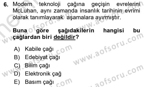 Sosyal Medya Sosyolojisi Dersi 2023 - 2024 Yılı (Vize) Ara Sınav Soruları 6. Soru