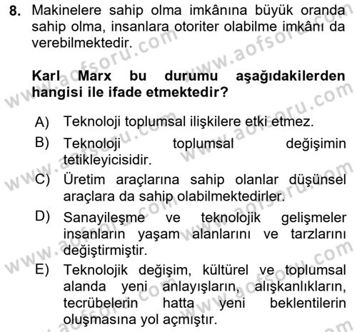 Sosyal Medya Sosyolojisi Dersi 2023 - 2024 Yılı (Vize) Ara Sınav Soruları 8. Soru