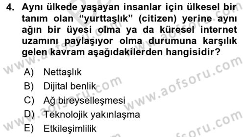 Sosyal Medya Sosyolojisi Dersi 2023 - 2024 Yılı (Final) Dönem Sonu Sınav Soruları 4. Soru