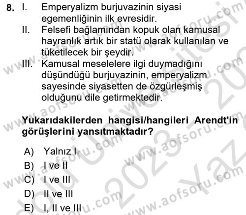 Sosyal Medya Sosyolojisi Dersi 2023 - 2024 Yılı Yaz Okulu Sınav Soruları 8. Soru