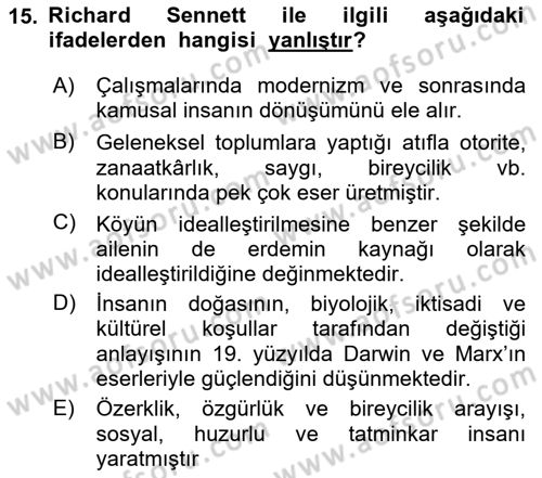 Sosyal Medya Sosyolojisi Dersi 2024 - 2025 Yılı (Vize) Ara Sınav Soruları 15. Soru