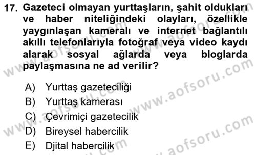 Sosyal Medya Sosyolojisi Dersi 2024 - 2025 Yılı (Vize) Ara Sınav Soruları 17. Soru