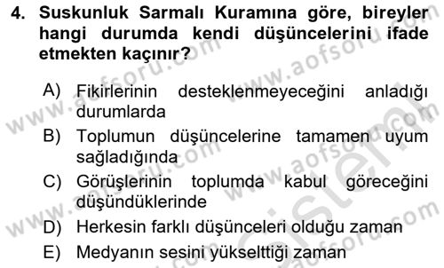 Sosyal Medya Sosyolojisi Dersi 2024 - 2025 Yılı (Vize) Ara Sınav Soruları 4. Soru