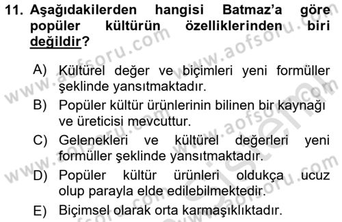 Sosyal Medya Sosyolojisi Dersi 2024 - 2025 Yılı (Final) Dönem Sonu Sınav Soruları 11. Soru