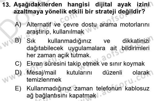 Sosyal Medya Sosyolojisi Dersi 2024 - 2025 Yılı (Final) Dönem Sonu Sınav Soruları 13. Soru