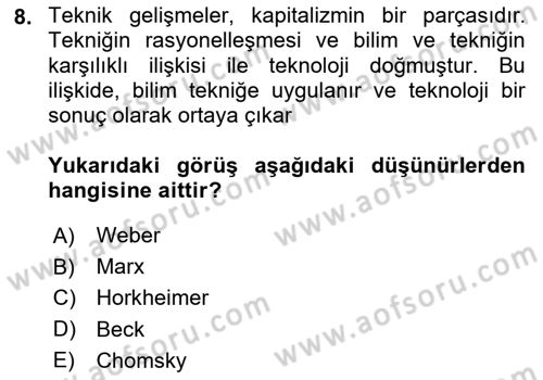 Sosyal Medya Sosyolojisi Dersi 2025 - 2026 Yılı (Vize) Ara Sınav Soruları 8. Soru