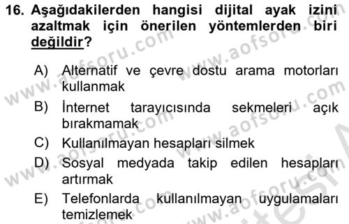 Sosyal Medya Sosyolojisi Dersi 2025 - 2026 Yılı (Final) Dönem Sonu Sınav Soruları 16. Soru